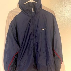 VNTG Nike Windbreaker Adult Size Extra Large Full Zipper, Lining  White Tag Blue
